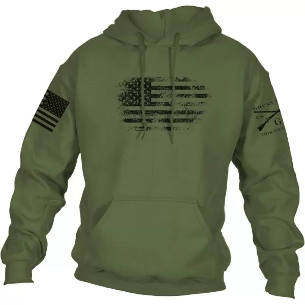 Grunt Style Vintage American HoodieMilitary Green