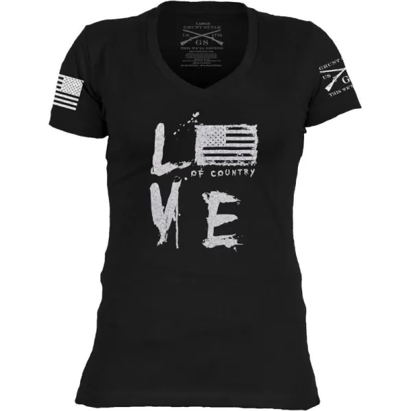 Grunt Style Love of Country Womens VNeck TShirtBlack