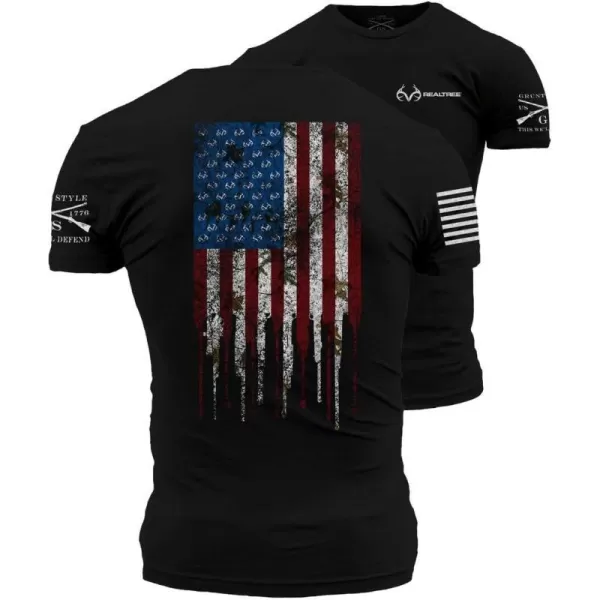 Grunt Style Realtree AP Snow  Hunting Flag Mens TShirtBlack