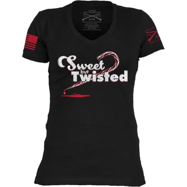 Grunt Style Sweet and Twisted Womens VNeck TShirtBlack