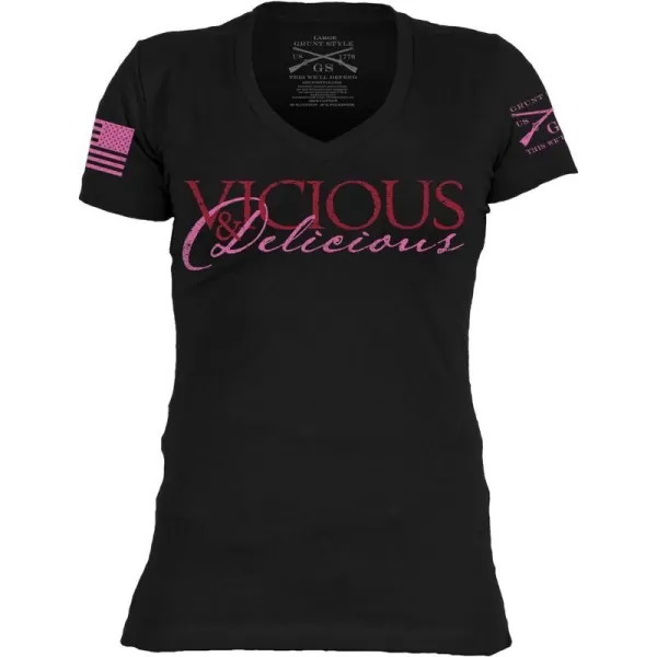 Grunt Style Vicious amp Delicious Womens VNeck TShirtBlack