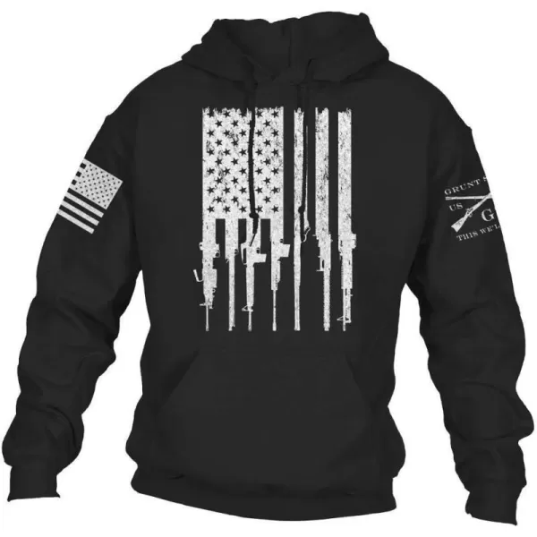 Grunt Style Rifle Flag 20  Mens HoodieBlack