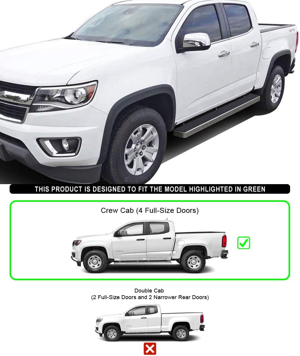 thumbnail image 2 of 2-Piece 5.5" Black Running Boards For 2015-2024 Chevy Colorado & GMC Canyon Extended Cab 2 of 9