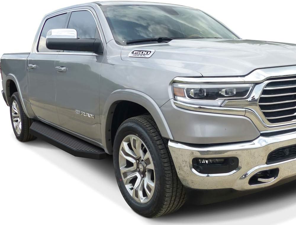 thumbnail image 2 of APS Black Running Boards – Fit 2019-2025 Dodge Ram 1500 Crew Cab – 85" Smartphone Style – 304 Stainless 2 of 2