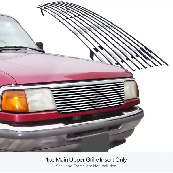 APS Compatible with Ford Ranger 1993-1997 Main Upper Stainless Steel Chrome Billet Grille Grill Insert F85013A