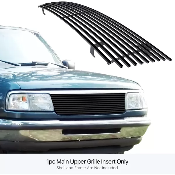 APS Compatible with Ford Ranger 1993-1997 Main Upper Stainless Steel Chrome Billet Grille Grill Insert F85013A