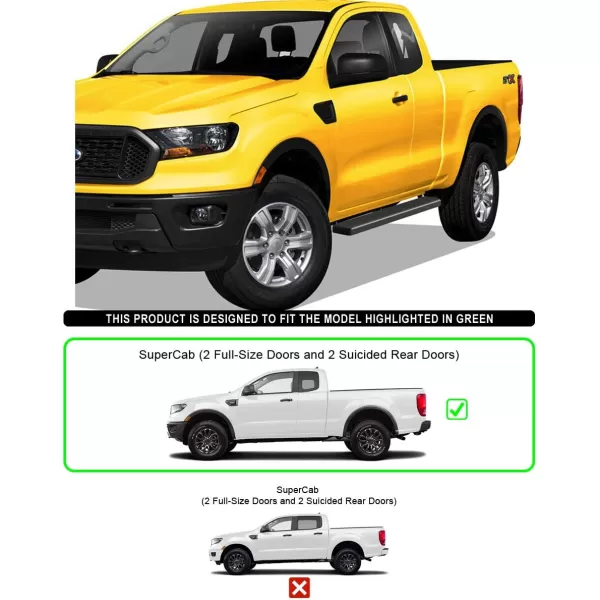 APS Running Boards  Compatible with Ford Ranger 2019-2023 Super Cab  