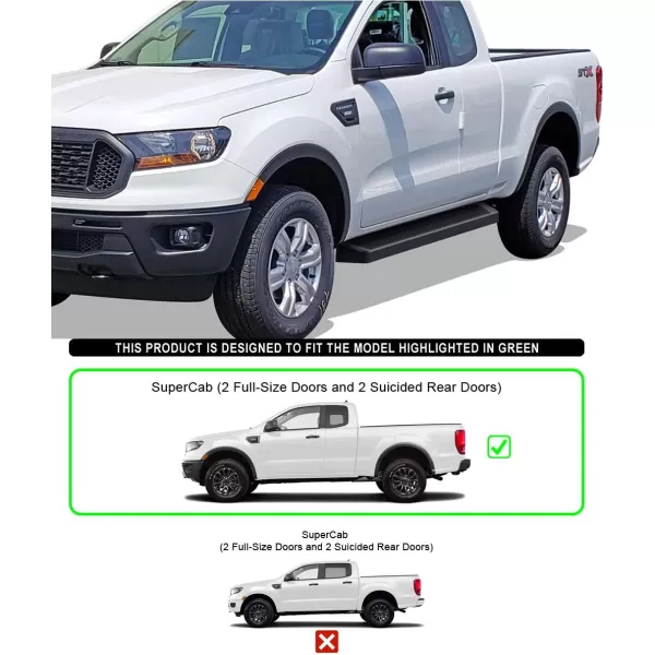 APS Running Boards  Compatible with Ford Ranger 2019-2023 Super Cab  