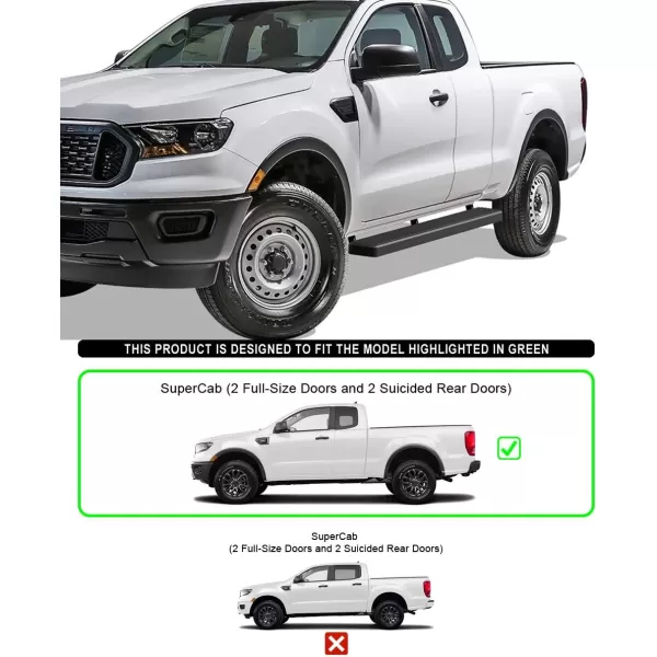 APS Running Boards  Compatible with Ford Ranger 2019-2023 Super Cab  