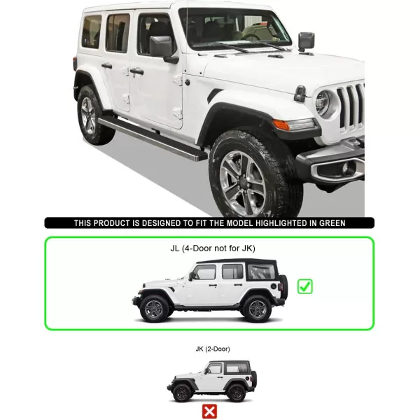 APS Running Boards  Compatible with Jeep Wrangler JL 2018-2024 4-Door   