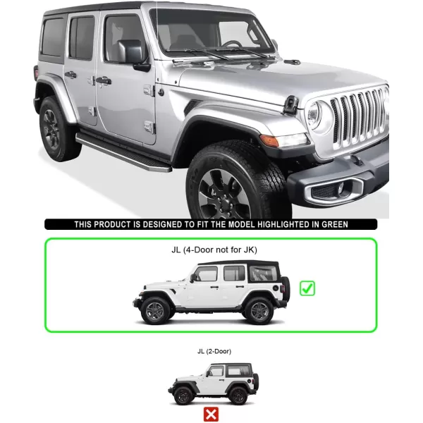 APS Running Boards  Compatible with Jeep Wrangler JL 2018-2024 4-Door   