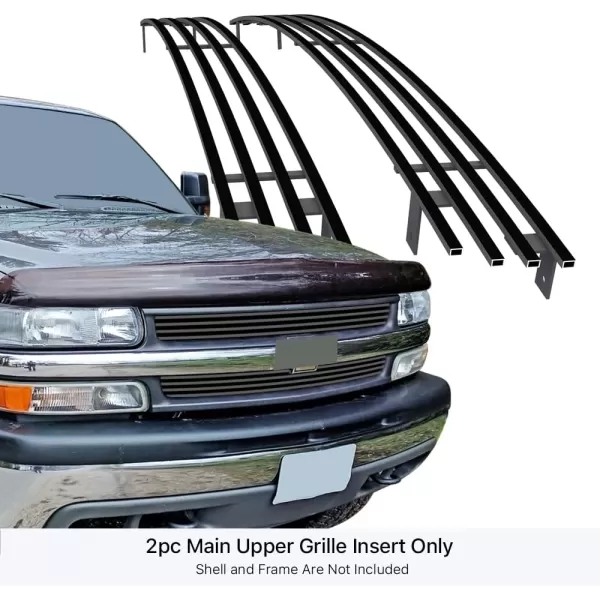 APS Compatible with Chevy Silverado 1500 1999-2002 &amp; 00-06 Suburban Tahoe Main Upper Stainless Steel Chrome 8x6 Billet Grille Insert C85068S