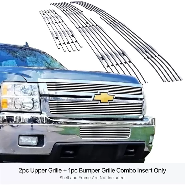 APS Compatible with Chevy Silverado 2500 HD 3500 HD 2011-2014 Billet Grille Grill Combo Insert C61031A