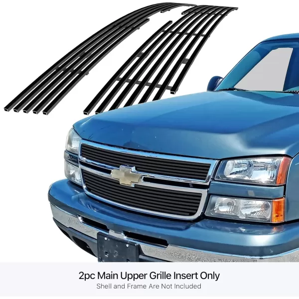 APS Compatible with Chevy Silverado 2500HD 3500 2005-2006 &amp; 06 1500 HD SS &amp; 07 Classic Main Upper Stainless Steel Chrome Billet Grille Grill Insert C65306A