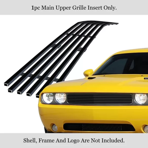APS Compatible with Dodge Challenger 2009-2014 Main Upper Stainless Steel Chrome 8x6 Billet Grille Insert D66607S