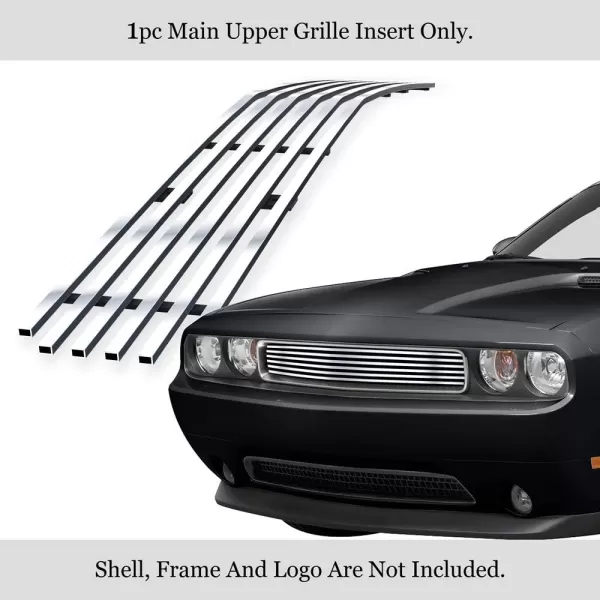 APS Compatible with Dodge Challenger 2009-2014 Main Upper Stainless Steel Chrome 8x6 Billet Grille Insert D66607S