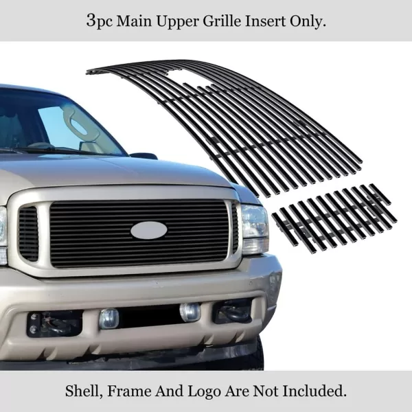 APS Compatible with Ford Excursion 2000-2004 with Logo Show Main Upper Stainless Steel Chrome 8x6 Billet Grille Insert F65707S