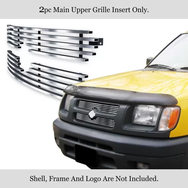 APS Compatible with Nissan Xterra 2000-2001 Main Upper Stainless Steel Black 8x6 Horizontal Billet Grille Insert N65436J