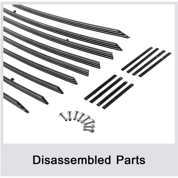 APS Compatible with Ram 1500 2013-2018 &amp; Ram 1500 Classic 19-21 Honeycomb Style Only Main Upper Stainless Steel SS Black Horizontal Billet Grille Insert D65919H