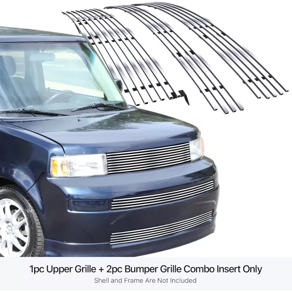 APS Compatible with Scion XB 2003-2007 Stainless Steel Chrome 8x6 Billet Grille Insert Combo T87977S