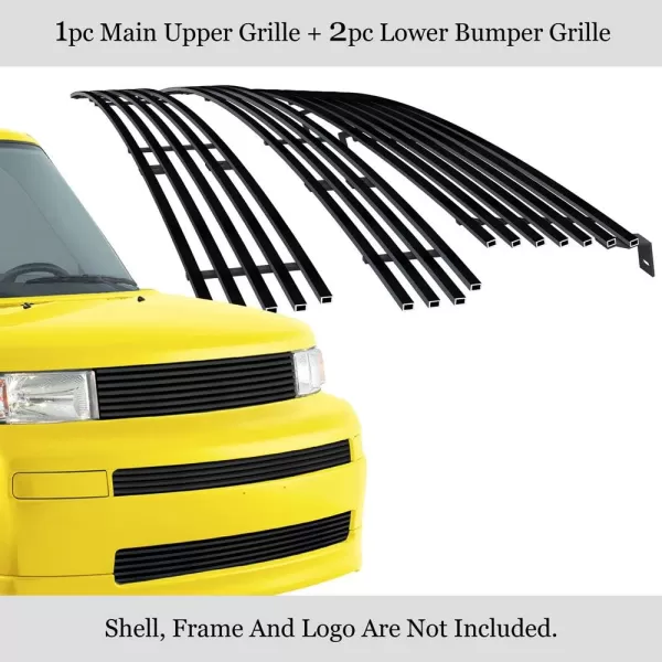 APS Compatible with Scion XB 2003-2007 Stainless Steel Chrome 8x6 Billet Grille Insert Combo T87977S