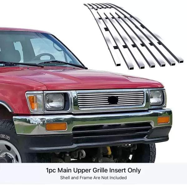 APS Compatible with Toyota Pickup 1992-1994 4WD Logo Show Main Upper Stainless Steel Chrome Billet Grille Grill Insert T65142A