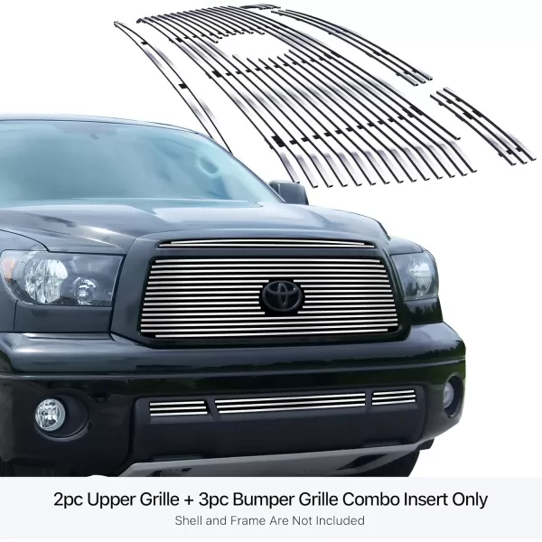 APS Compatible with Toyota Tundra 2010-2013 Stainless Steel Black 8x6 Horizontal Billet Grille Insert Combo T61060J