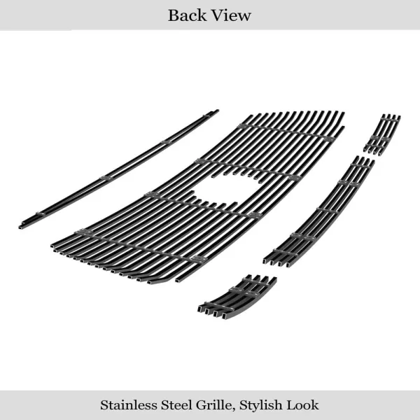 APS Compatible with Toyota Tundra 2010-2013 Stainless Steel Black 8x6 Horizontal Billet Grille Insert Combo T61060J