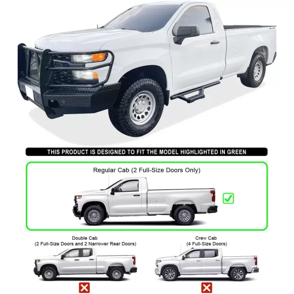 APS Stainless Steel Pocket Steps Side Bars Compatible with Chevy Silverado GMC Sierra 1500 2019-2024 Regular Cab &amp; Silverado 1500 LTD Sierra 1500 LD 2022 &amp; 2500 3500 2020-2024 