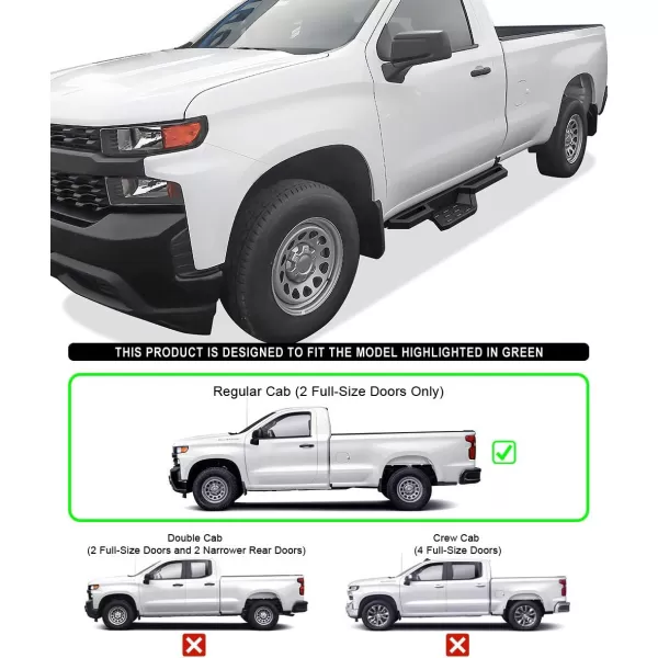 APS Stainless Steel Pocket Steps Side Bars Compatible with Chevy Silverado GMC Sierra 1500 2019-2024 Regular Cab &amp; Silverado 1500 LTD Sierra 1500 LD 2022 &amp; 2500 3500 2020-2024 