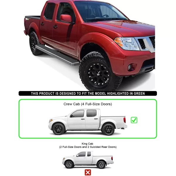 APS Running Boards  Compatible with Nissan Frontier 2005-2024 Crew Cab 5ft Bed 