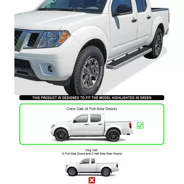 APS Wheel to Wheel Running Boards 6-inch Compatible with Nissan Frontier 2005-2024 Crew Cab 5ft Bed 