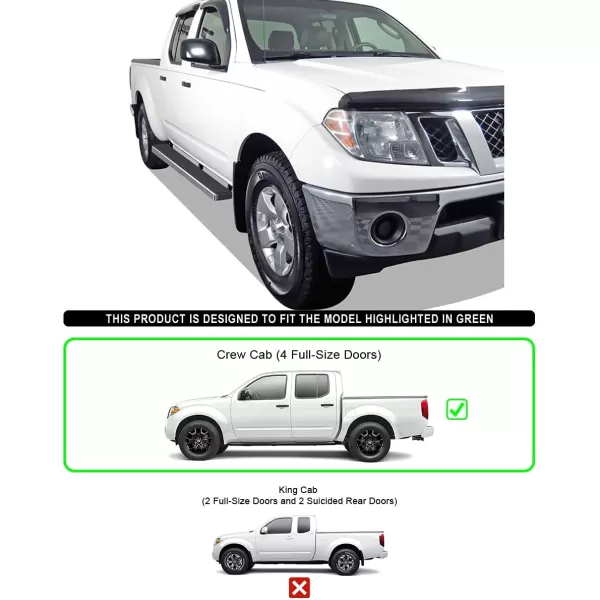 APS Wheel to Wheel Running Boards 6-inch Compatible with Nissan Frontier 2005-2024 Crew Cab 5ft Bed 