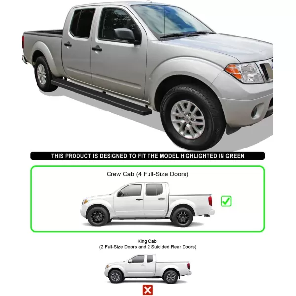APS Wheel to Wheel Running Boards 6-inch Compatible with Nissan Frontier 2005-2024 Crew Cab 5ft Bed 