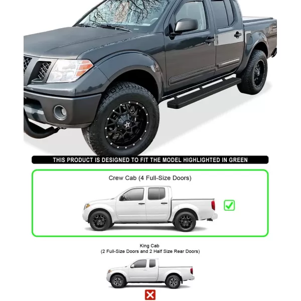 APS Wheel to Wheel Running Boards 6-inch Compatible with Nissan Frontier 2005-2024 Crew Cab 5ft Bed 