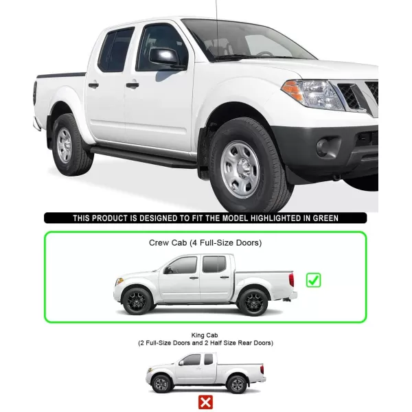 APS Wheel to Wheel Running Boards 6-inch Compatible with Nissan Frontier 2005-2024 Crew Cab 5ft Bed 