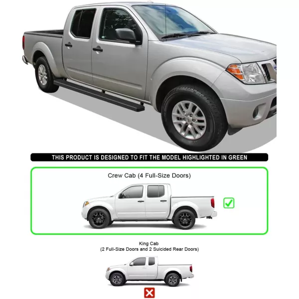 APS Wheel to Wheel Running Boards 6-inch Compatible with Nissan Frontier 2005-2024 Crew Cab 5ft Bed 