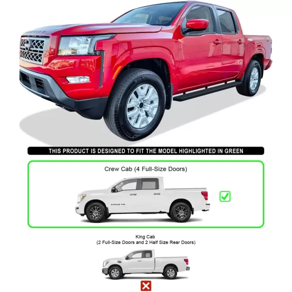 APS Wheel to Wheel Running Boards 6-inch Compatible with Nissan Frontier 2005-2024 Crew Cab 5ft Bed 
