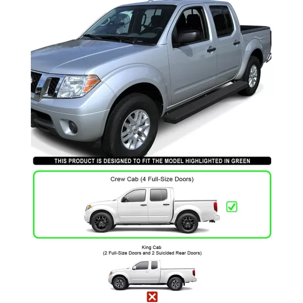 APS Wheel to Wheel Running Boards 6-inch Compatible with Nissan Frontier 2005-2024 Crew Cab 5ft Bed 