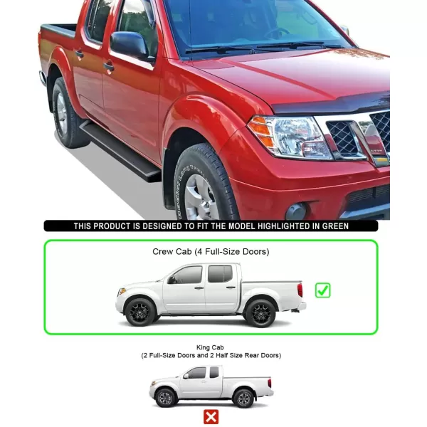 APS Wheel to Wheel Running Boards 6-inch Compatible with Nissan Frontier 2005-2024 Crew Cab 5ft Bed 
