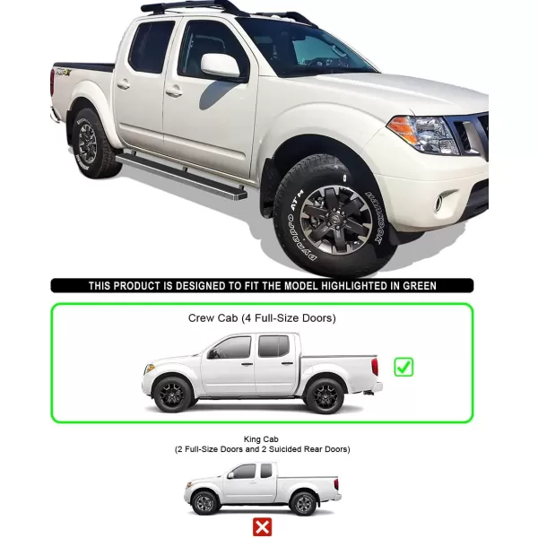 APS Wheel to Wheel Running Boards 6-inch Compatible with Nissan Frontier 2005-2024 Crew Cab 5ft Bed 