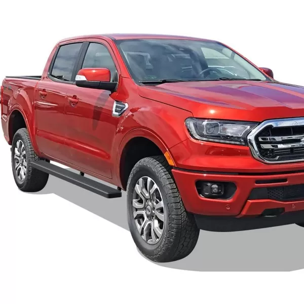 APS Black Running Boards Style Compatible with Ford Ranger 2019-2023 SuperCrew Cab 4-Door 