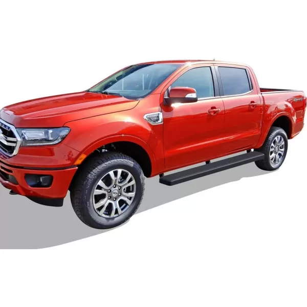 APS Black Running Boards Style Compatible with Ford Ranger 2019-2023 SuperCrew Cab 4-Door 