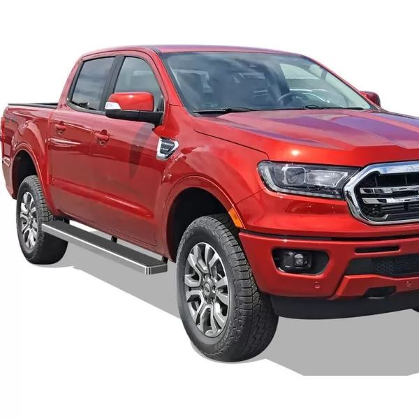 APS Black Running Boards Style Compatible with Ford Ranger 2019-2023 SuperCrew Cab 4-Door 
