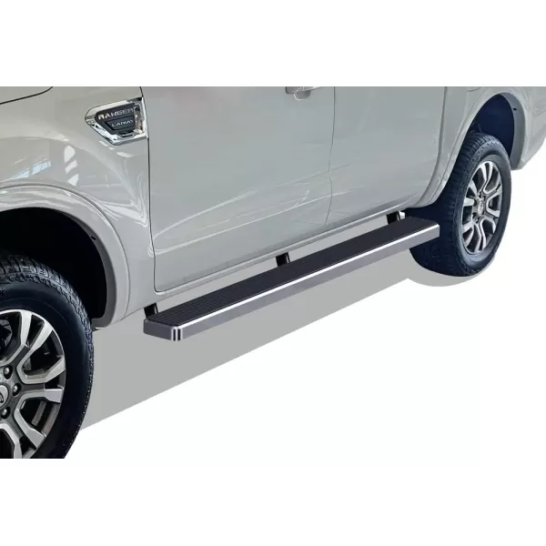 APS Black Running Boards Style Compatible with Ford Ranger 2019-2023 SuperCrew Cab 4-Door 