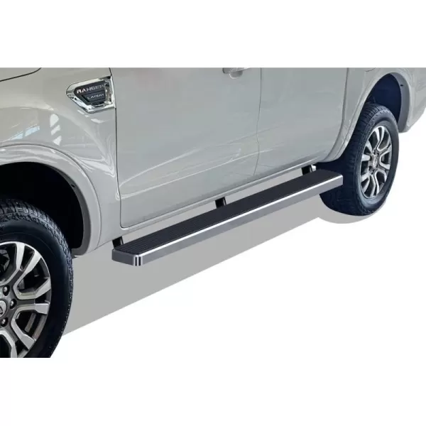 APS Black Running Boards Style Compatible with Ford Ranger 2019-2023 SuperCrew Cab 4-Door 