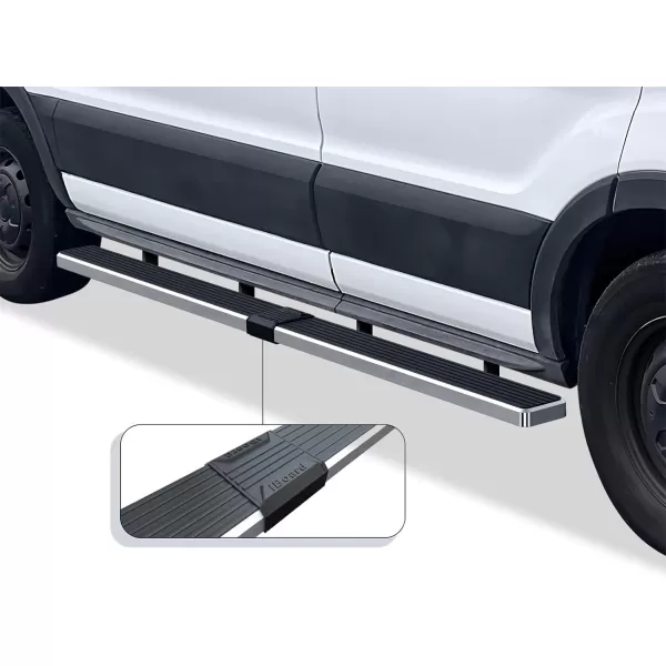 APS Running Boards 6 inches Matte Black Compatible with Ford Transit 2015-2024 Full Size Van 3-Door  Stainless Steel 