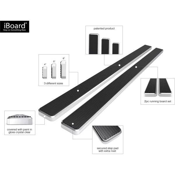 APS IBDY5791 Silver 4" Running Board Side Step 