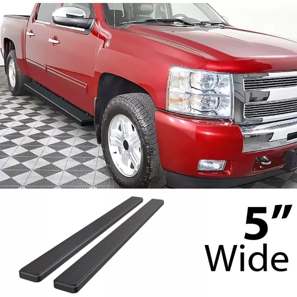 APS Wheel to Wheel Running Boards 6in Compatible with Chevy Silverado GMC Sierra 1500 2001-2013 Crew Cab 6.5ft Bed &amp; 2500 3500 2001-2014 Stainless Steel 