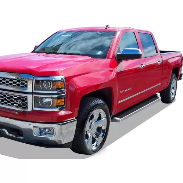 APS Wheel to Wheel Running Boards 6in Compatible with Chevy Silverado GMC Sierra 1500 2001-2013 Crew Cab 6.5ft Bed &amp; 2500 3500 2001-2014 Stainless Steel 